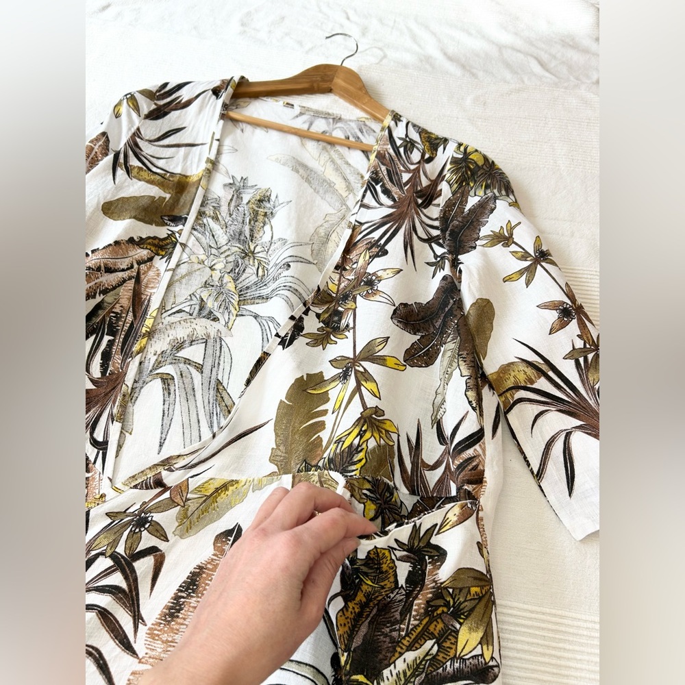 Francesca Bettini Tropical Print Linen Kimono Cardigan - Picture 8 of 14